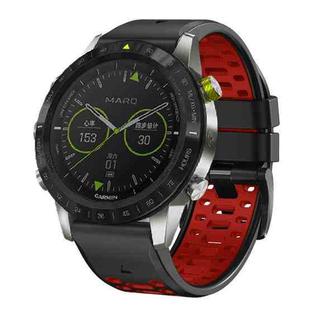 For Garmin Fenix 7X 26mm Three Rows Hole Two Color Silicone Watch Band(Black Red)