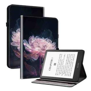 For Amazon Kindle Paperwhite 12th Gen 2024 Crystal Texture Painted Leather Tablet Case(Purple Peony)