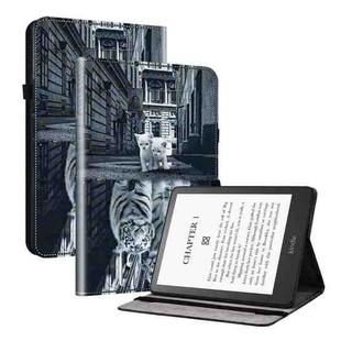 For Amazon Kindle Paperwhite 12th Gen 2024 Crystal Texture Painted Leather Tablet Case(Cat Reflection Tiger)