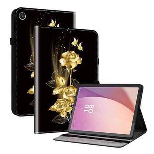 For Lenovo Tab M8 4th Gen TB300FU Crystal Texture Painted Leather Tablet Case(Gold Butterfly Rose)