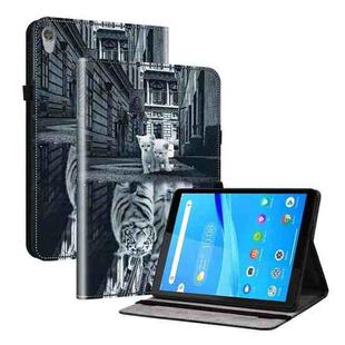 For Lenovo Tab M8 HD 8.0 Crystal Texture Painted Leather Tablet Case(Cat Reflection Tiger)