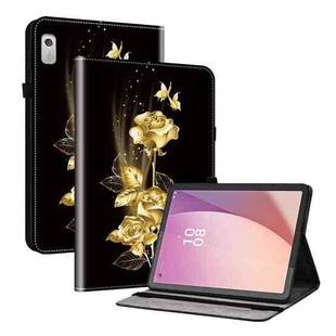 For Lenovo Tab M9 Crystal Texture Painted Leather Tablet Case(Gold Butterfly Rose)