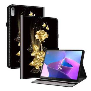 For Lenovo Tab P11 Gen 2 11.5 Crystal Texture Painted Leather Tablet Case(Gold Butterfly Rose)