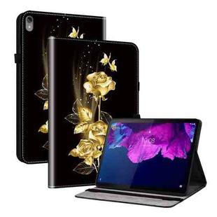 For Lenovo Tab P11 / Xiaoxin Pad Plus Crystal Texture Painted Leather Tablet Case(Gold Butterfly Rose)