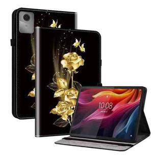 For Lenovo Idea Tab 11 / Xiaoxin Pad 2025 Crystal Texture Painted Leather Tablet Case(Gold Butterfly Rose)