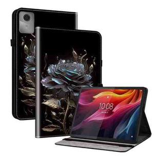 For Lenovo Idea Tab 11 / Xiaoxin Pad 2025 Crystal Texture Painted Leather Tablet Case(Black Rose)