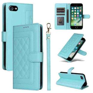 For iPhone SE 2022 / SE 2020 Diamond Lattice Leather Flip Phone Case(Mint Green)