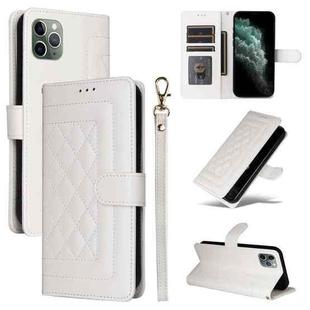 For iPhone 11 Pro Diamond Lattice Leather Flip Phone Case(White)