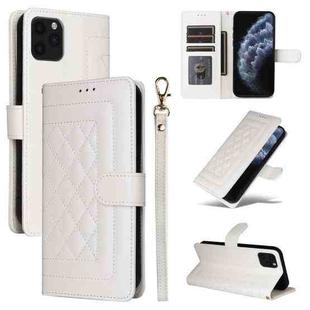 For iPhone 11 Pro Max Diamond Lattice Leather Flip Phone Case(White)