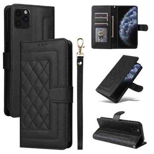 For iPhone 11 Pro Max Diamond Lattice Leather Flip Phone Case(Black)