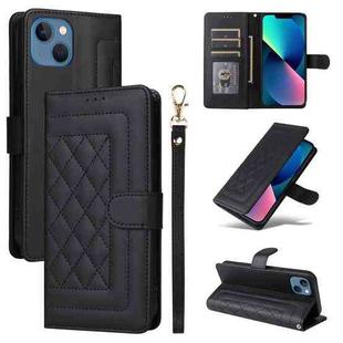 For iPhone 13 Diamond Lattice Leather Flip Phone Case(Black)