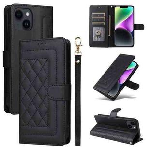 For iPhone 14 Diamond Lattice Leather Flip Phone Case(Black)