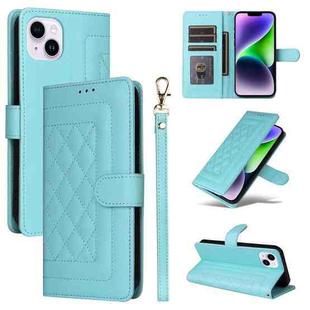 For iPhone 14 Plus Diamond Lattice Leather Flip Phone Case(Mint Green)