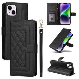 For iPhone 14 Plus Diamond Lattice Leather Flip Phone Case(Black)