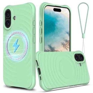 For iPhone 16 Plus Wave Texture MagSafe Magnetic Liquid Silicone Phone Case(Green)