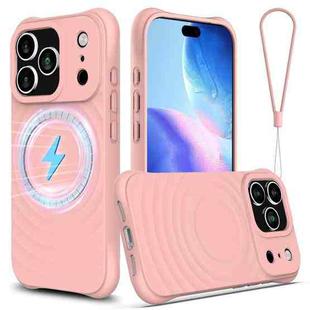 For iPhone 17 Pro Max Wave Texture MagSafe Magnetic Liquid Silicone Phone Case(Pink)