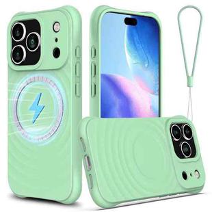 For iPhone 17 Pro Wave Texture MagSafe Magnetic Liquid Silicone Phone Case(Green)