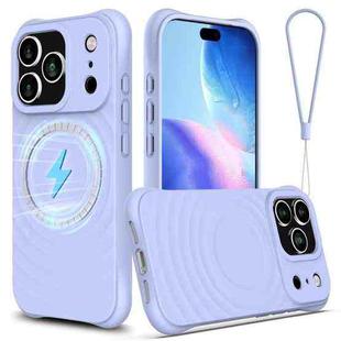 For iPhone 17 Pro Wave Texture MagSafe Magnetic Liquid Silicone Phone Case(Purple)