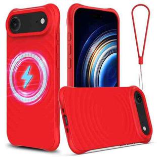 For iPhone 17 Air Wave Texture MagSafe Magnetic Liquid Silicone Phone Case(Red)