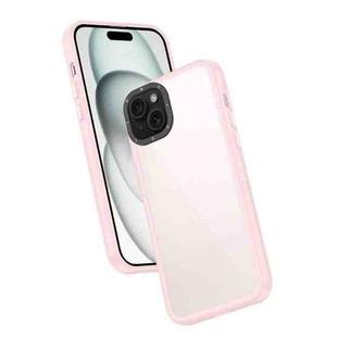 For iPhone 15 Plus Frame Two Color Lens Ring TPU Phone Case(Pink)