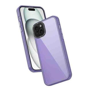 For iPhone 15 Plus Frame Two Color Lens Ring TPU Phone Case(Purple)