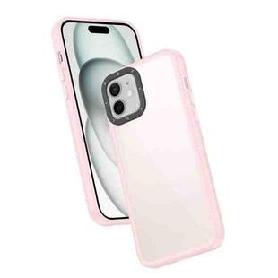 For iPhone 12 Pro Frame Two Color Lens Ring TPU Phone Case(Pink)