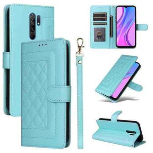 For Xiaomi Redmi 9 Diamond Lattice Leather Flip Phone Case(Mint Green)
