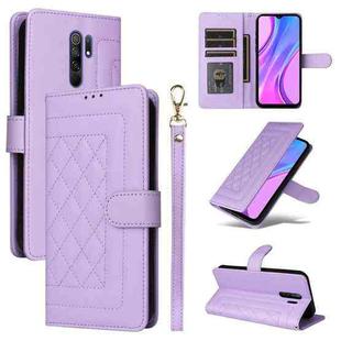 For Xiaomi Redmi 9 Diamond Lattice Leather Flip Phone Case(Light Purple)