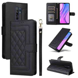 For Xiaomi Redmi 9 Diamond Lattice Leather Flip Phone Case(Black)