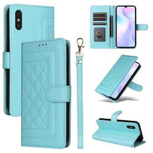 For Xiaomi Redmi 9a Diamond Lattice Leather Flip Phone Case(Mint Green)