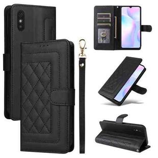 For Xiaomi Redmi 9a Diamond Lattice Leather Flip Phone Case(Black)