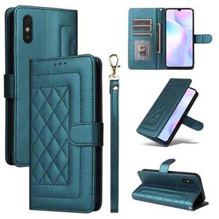 For Xiaomi Redmi 9a Diamond Lattice Leather Flip Phone Case(Green)