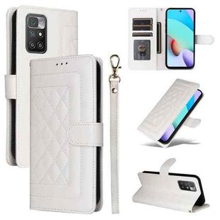 For Xiaomi Redmi 10 Diamond Lattice Leather Flip Phone Case(White)