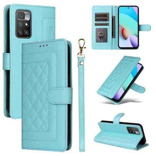 For Xiaomi Redmi 10 Diamond Lattice Leather Flip Phone Case(Mint Green)