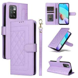 For Xiaomi Redmi 10 Diamond Lattice Leather Flip Phone Case(Light Purple)