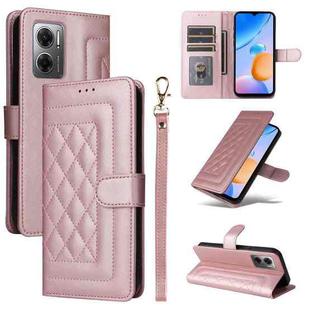 For Xiaomi Redmi 10 5G Diamond Lattice Leather Flip Phone Case(Rose Gold)