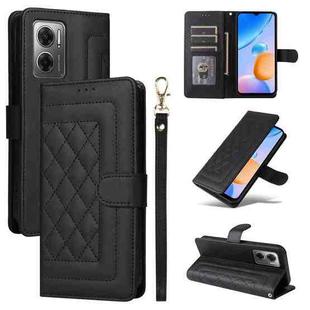 For Xiaomi Redmi 10 5G Diamond Lattice Leather Flip Phone Case(Black)