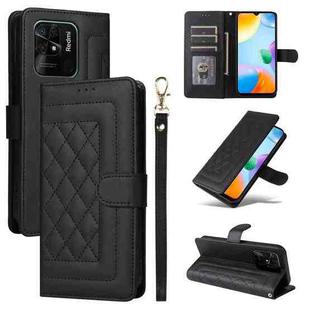 For Xiaomi Redmi 10C Diamond Lattice Leather Flip Phone Case(Black)