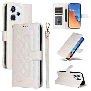 For Xiaomi Redmi 12 4G Diamond Lattice Leather Flip Phone Case(White)