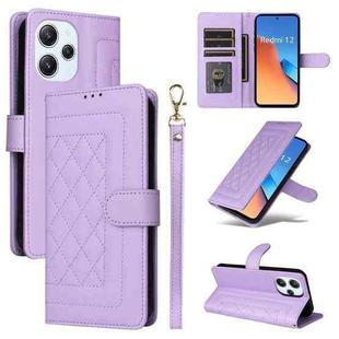 For Xiaomi Redmi 12 4G Diamond Lattice Leather Flip Phone Case(Light Purple)