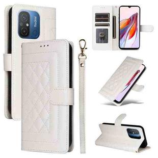 For Xiaomi Redmi 12C Diamond Lattice Leather Flip Phone Case(White)