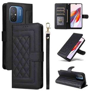 For Xiaomi Redmi 12C Diamond Lattice Leather Flip Phone Case(Black)