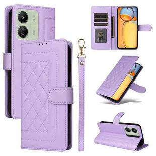 For Xiaomi Redmi 13C Diamond Lattice Leather Flip Phone Case(Light Purple)