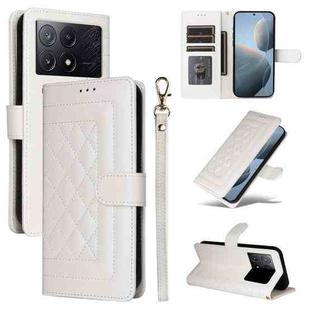 For Xiaomi Redmi K70E Diamond Lattice Leather Flip Phone Case(White)