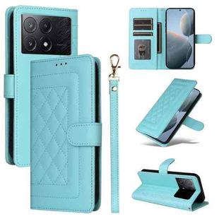 For Xiaomi Redmi K70E Diamond Lattice Leather Flip Phone Case(Mint Green)