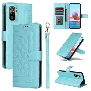 For Xiaomi Redmi Note 10 Diamond Lattice Leather Flip Phone Case(Mint Green)