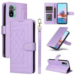 For Xiaomi Redmi Note 10 Diamond Lattice Leather Flip Phone Case(Light Purple)