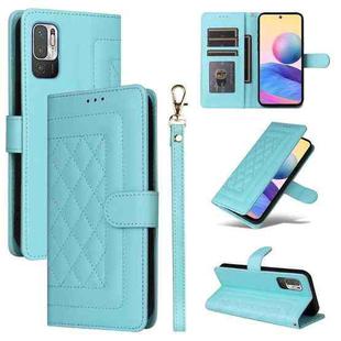 For Xiaomi Redmi Note 10 5G Diamond Lattice Leather Flip Phone Case(Mint Green)