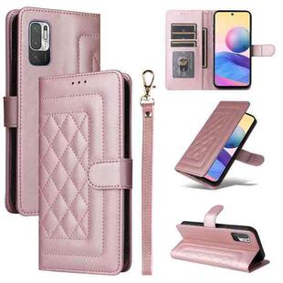 For Xiaomi Redmi Note 10 5G Diamond Lattice Leather Flip Phone Case(Rose Gold)