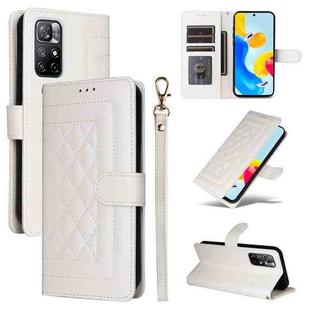 For Xiaomi Redmi Note 11 5G Diamond Lattice Leather Flip Phone Case(White)
